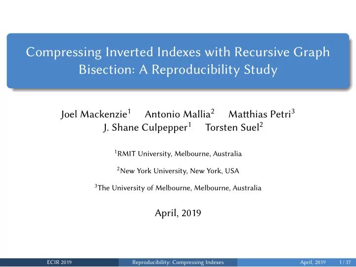 compressing inverted indexes with recursive graph