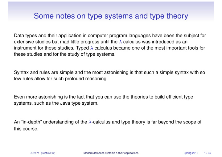 some notes on type systems and type theory