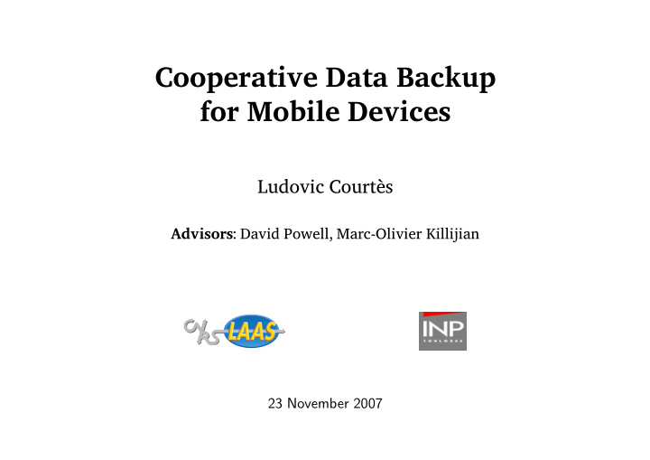 cooperative data backup for mobile devices