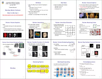 Old News  New News  Review: Volume Graphics  CPSC 314 Computer Graphics   extra TA office hours