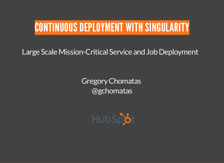 continuous deployment with singularity
