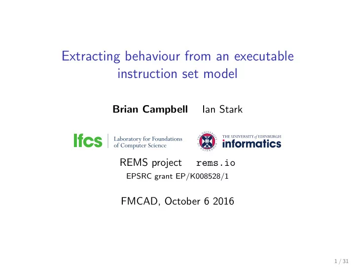 extracting behaviour from an executable instruction set