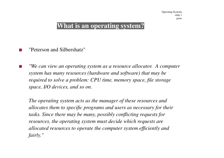 what is an operating system