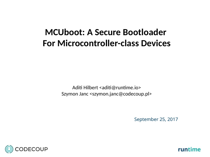 mcuboot a secure bootloader for microcontroller class