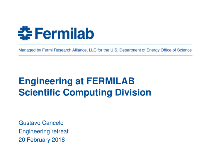 engineering at fermilab scientific computing division