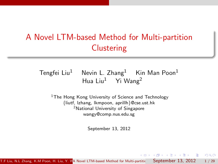 a novel ltm based method for multi partition clustering