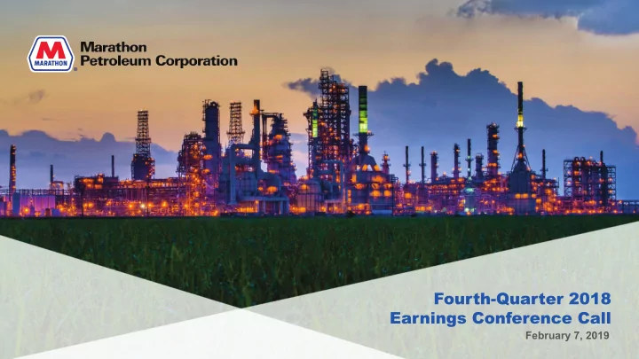 fourth quarter 2018 earnings conference call