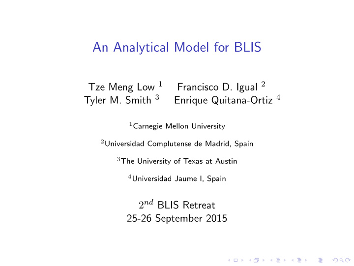 an analytical model for blis