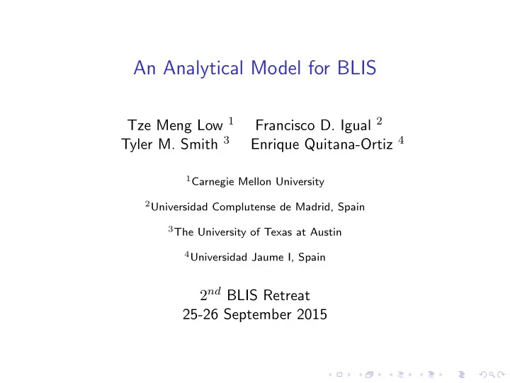 an analytical model for blis