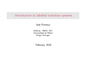 Introduction to labelled transition systems  Jos Proena  HASLab - INESC TEC  Universidade do