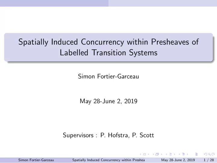 spatially induced concurrency within presheaves of