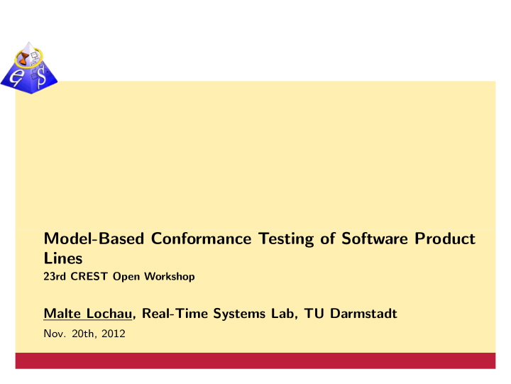 model based conformance testing of software product lines