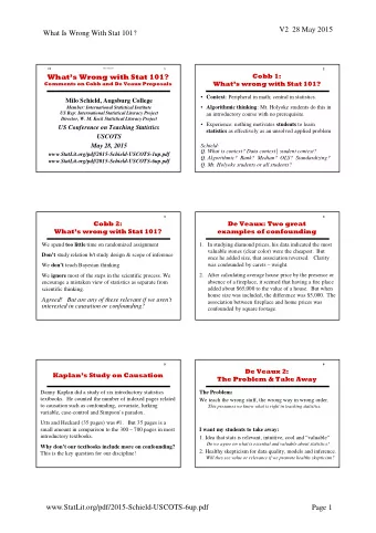 V2  28 May 2015  What Is Wrong With Stat 101?  1  2  V2  2015 USCOTS  Whats Wrong with Stat 101?
