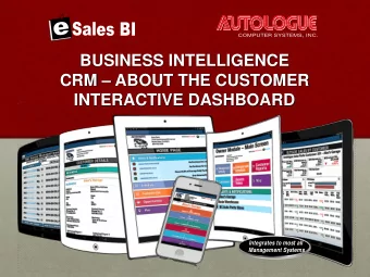 CRM  ABOUT THE CUSTOMER  INTERACTIVE DASHBOARD  Integrates to most all  Management Systems