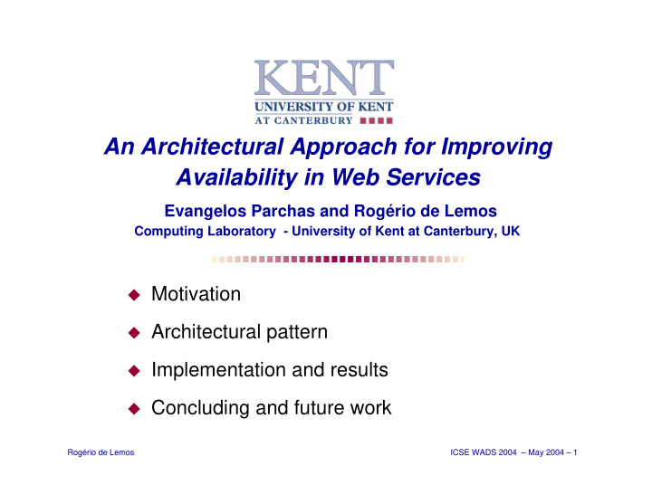an architectural approach for improving availability in