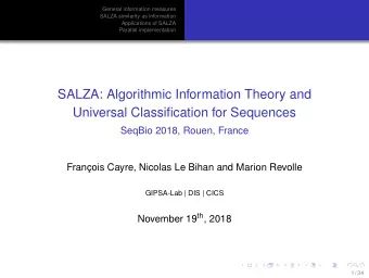 SALZA: Algorithmic Information Theory and  Universal Classification for Sequences  SeqBio 2018,