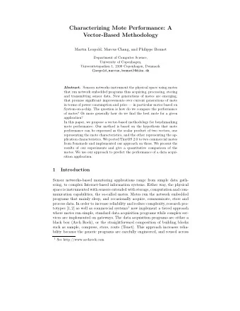 Characterizing Mote Performance: A  Vector-Based Methodology  Martin Leopold, Marcus Chang, and