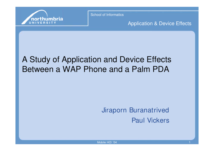 a study of application and device effects between a wap