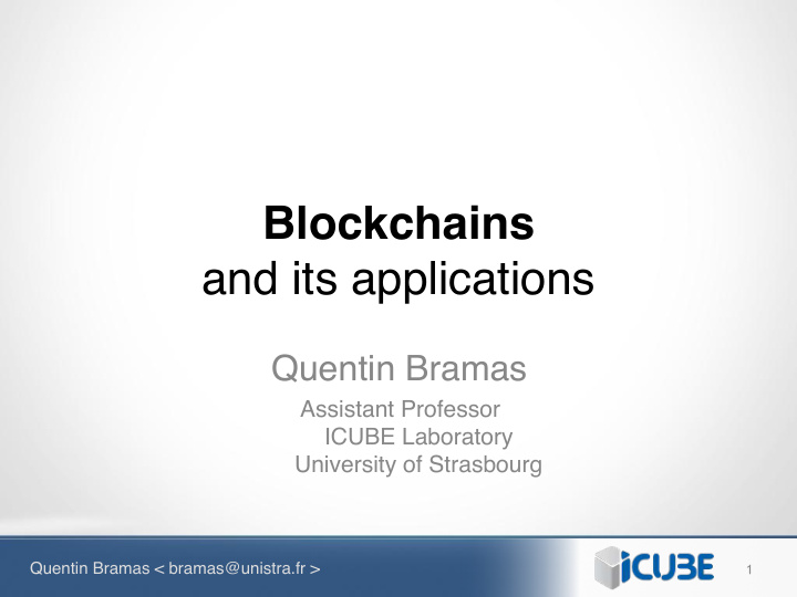 blockchains and its applications