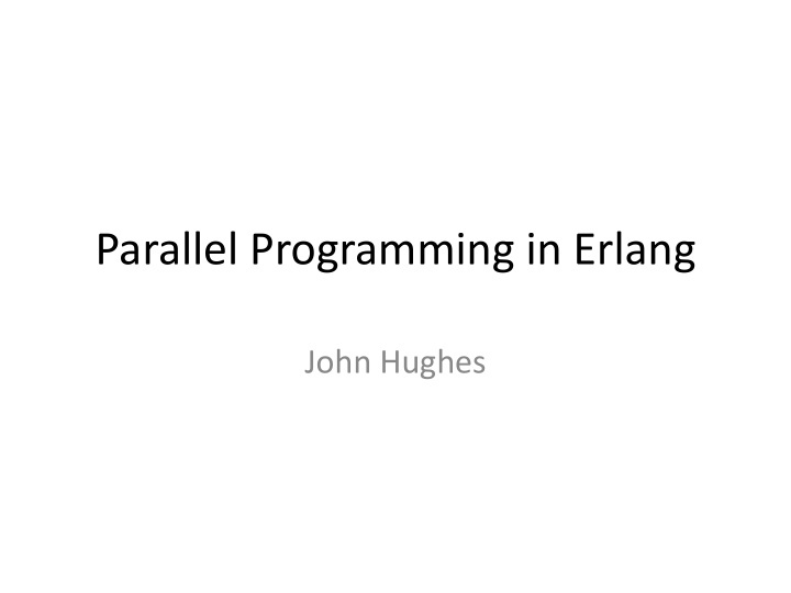 parallel programming in erlang