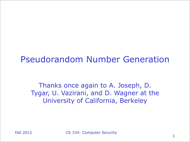 pseudorandom number generation