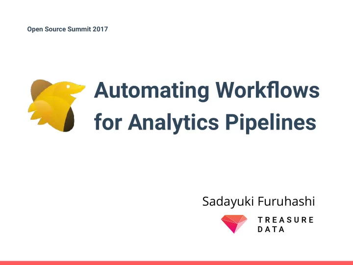 automating work fl ows for analytics pipelines