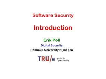 Introduction  Erik Poll  Digital Security  Radboud University Nijmegen  Admin  NB IMC051 (5EC, for