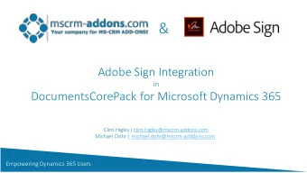 &amp;  Adobe Sign Integration  in  DocumentsCorePack for Microsoft Dynamics 365  Clint Higley|