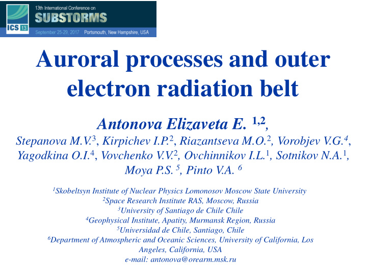 auroral processes and outer electron radiation belt