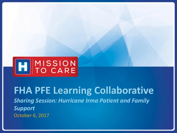 fha pfe learning collaborative