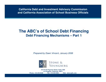 California Debt and Investment Advisory Commission  and California Association of School Business