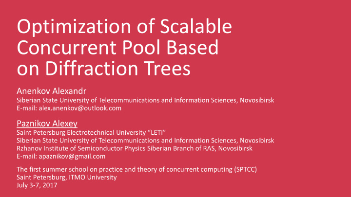 optimization of scalable