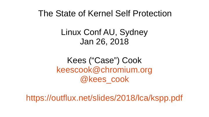 the state of kernel self protection