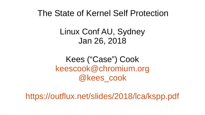 the state of kernel self protection
