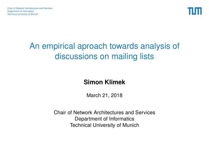 an empirical aproach towards analysis of discussions on