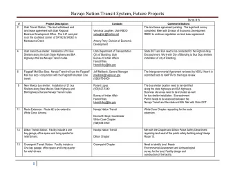 Navajo Nation Transit System, Future Projects  Item # 6  #  Project Description  Contacts