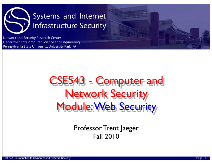 cse543 computer and network security module web security