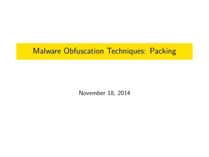 malware obfuscation techniques packing