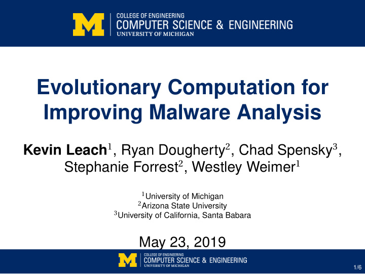 evolutionary computation for improving malware analysis