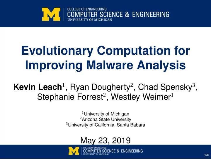 evolutionary computation for improving malware analysis