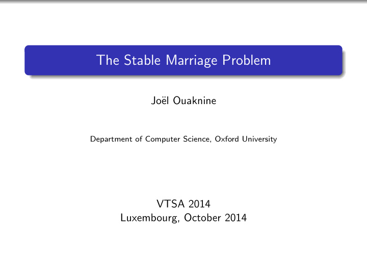 the stable marriage problem