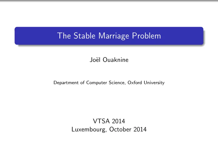 the stable marriage problem