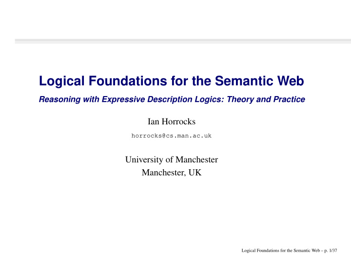 logical foundations for the semantic web