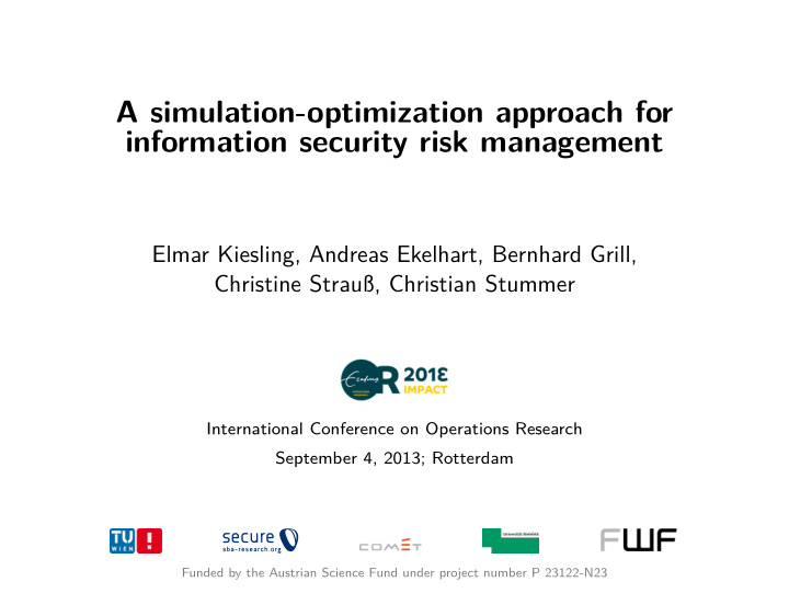 a simulation optimization approach for information