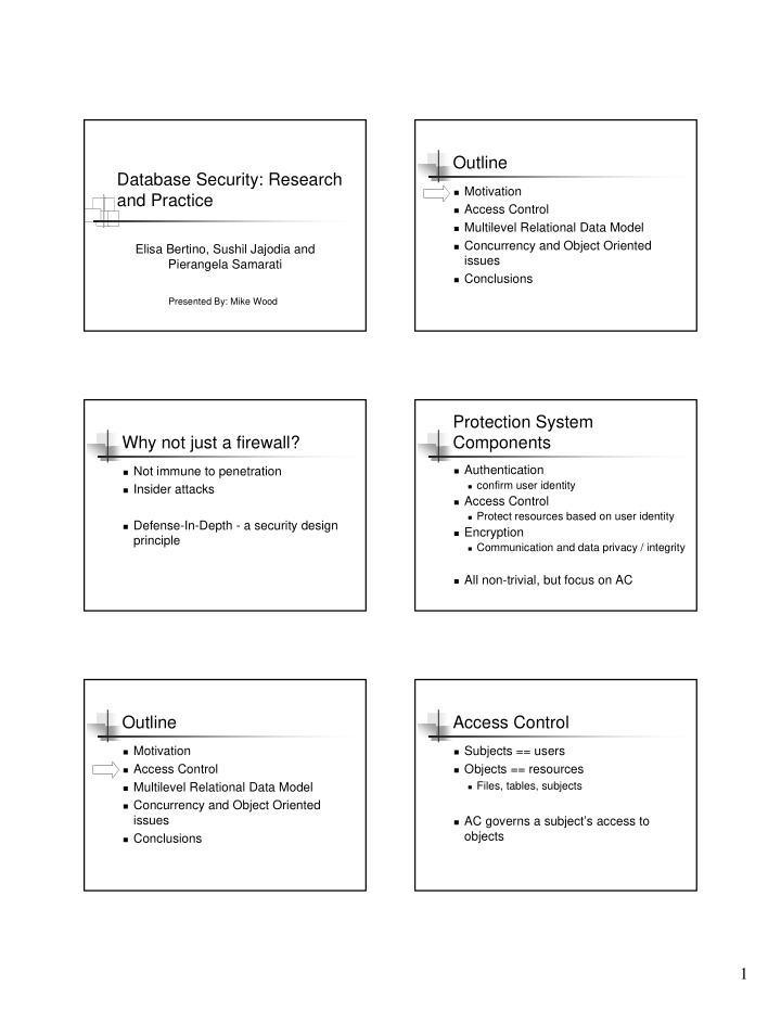 outline database security research