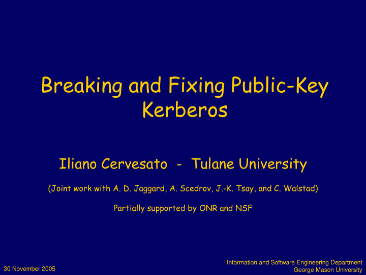 breaking and fixing public key kerberos