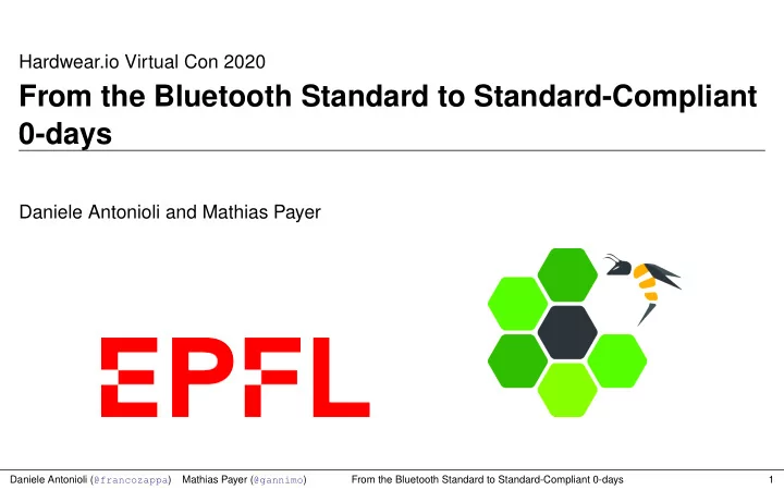from the bluetooth standard to standard compliant 0 days