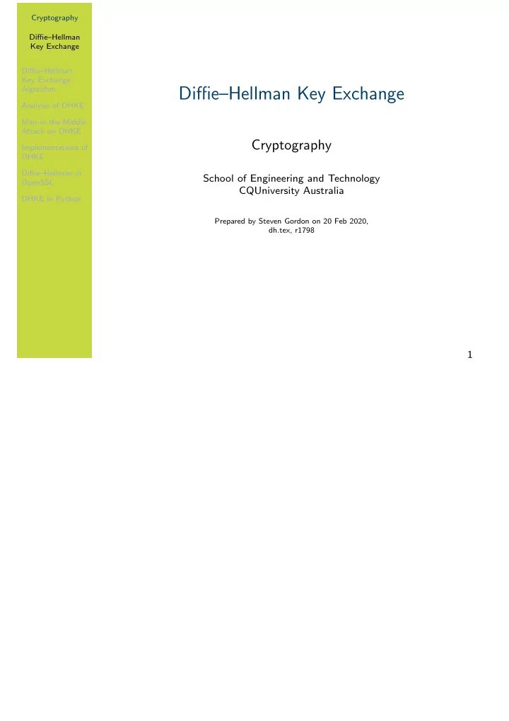diffie hellman key exchange