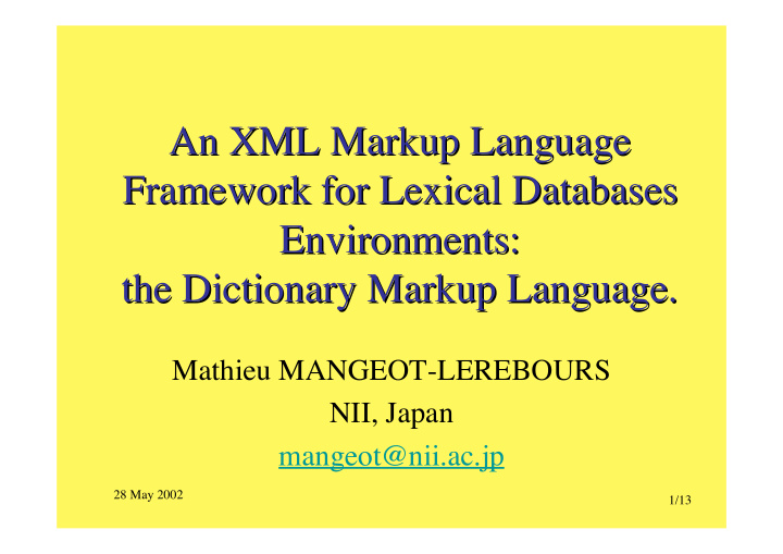 an xml markup language an xml markup language framework