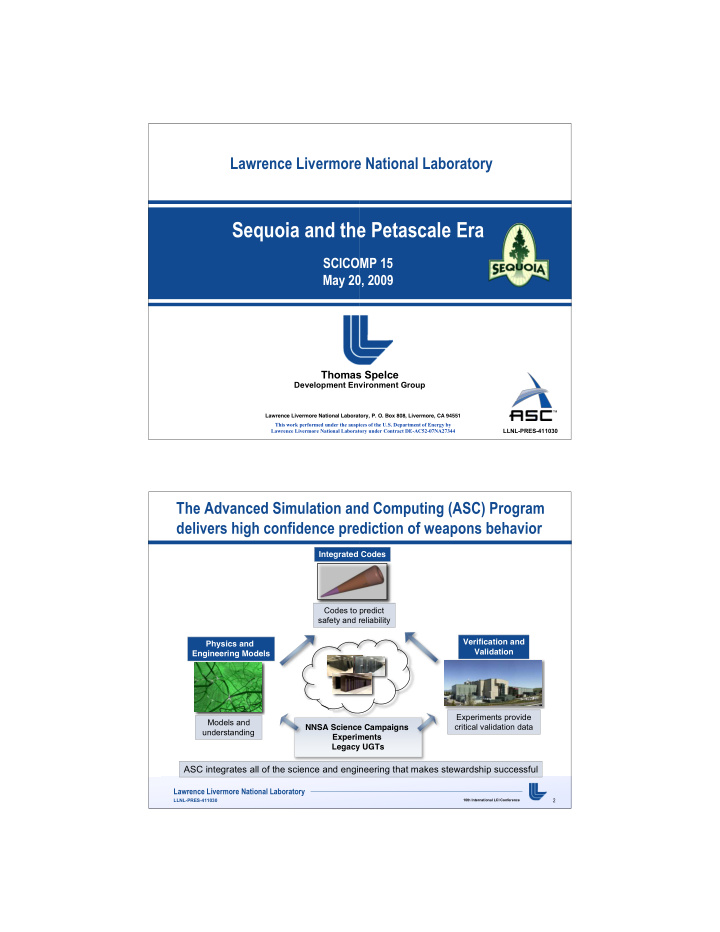 sequoia and the petascale era